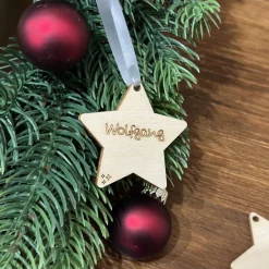 Best Personalisierter Geschenkanhänger Sternform mit Wunschname – Geschenk aus Birkensperrholz Geschenkeanhänger