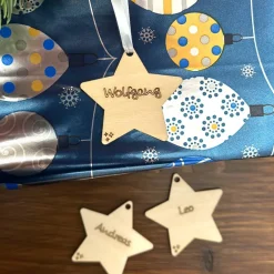 Best Personalisierter Geschenkanhänger Sternform mit Wunschname – Geschenk aus Birkensperrholz Geschenkeanhänger