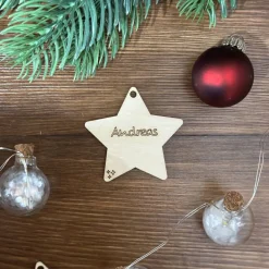 Best Personalisierter Geschenkanhänger Sternform mit Wunschname – Geschenk aus Birkensperrholz Geschenkeanhänger