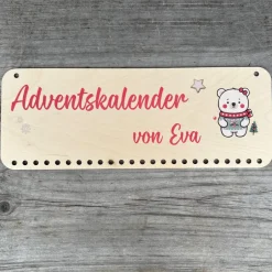 Adventskalender|Werkstatt am See Personalisierter Holz-Adventskalender mit Eisbärin