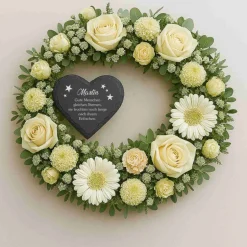 Clearance Personalisierter Schieferherz-Gedenkstein mit Gravur – Wetterfester Grabschmuck mit Namen Gedenksteine