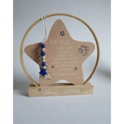 Sale personalisierter Stern als Geschenk zur Geburt oder Taufgeschenk | Taufdeko mit Schutzengel | Holzstern + Taufspruch Geschenke