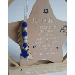 Sale personalisierter Stern als Geschenk zur Geburt oder Taufgeschenk | Taufdeko mit Schutzengel | Holzstern + Taufspruch Geschenke