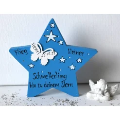 Sale Personalisiertes Andenken Sternenkind – Handbemalter Holzstern mit Name als Erinnerungsgeschenk Mutmacher