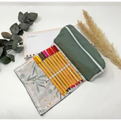 Clearance personalisiertes Federmäppchen Schule - grün - Stiftemäppchen mit Namen Gummiband, Geschenk Studentin, Mäppchen Mädchen Federmäppchen