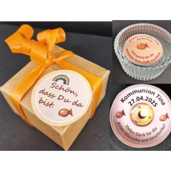Best Personalisiertes Gastgeschenk zur Kommunion & Konfirmation – Teelicht mit Botschaft, Glashalter & Geschenkbox Gastgeschenke