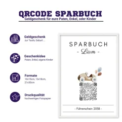 Discount Personalisiertes Geldgeschenk | Virtuelles Sparbuch QrCode Bild | Motiv Führerschein Geldgeschenke
