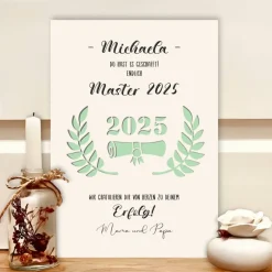 Discount Personalisiertes Geldgeschenk zur Abschlussfeier: Master, Bachelor, Abitur & Ausbildung – Individuelles A4-Bild mit Blätterkranz & Urkunde Geschenke