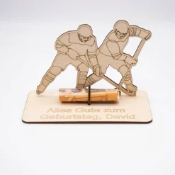 Outlet Personalisiertes Geldgeschenk Eishockey aus Holz – Geschenk für Eishockey-Fans Geldgeschenke