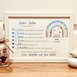 Personalisiertes Geldgeschenk zur Firmung für Jungen – Kreativer Bilderrahmen mit Regenbogen & Wunschtext Geldgeschenke