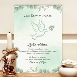 Sale Personalisiertes Geldgeschenk zur Kommunion – Kommunionsgeschenk Bilderrahmen mit Namen & Taubenmotiv Geldgeschenke