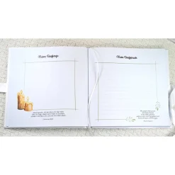 Sale personalisiertes Gästebuch & Album zur Taufe mit Herz aus Schmetterlingen in Hellblau blanko o. mit Fragebogen Fotoalbum & Gästebuch