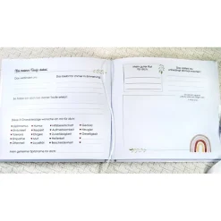Sale personalisiertes Gästebuch zur Taufe Regenbogen, Herz & Punkte blanko o. mit Fragen / Fragebogen Beere Altrosa Bordeaux Fotoalbum & Gästebuch