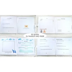 Discount personalisiertes Gästebuch zur Taufe Regenbogen, Herzen, Sonne & Mond blanko o. mit Fragen / Fragebogen Beere Fotoalbum & Gästebuch