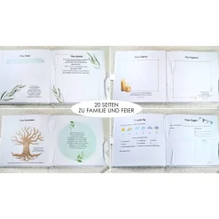 Clearance personalisiertes Gästebuch & Album zur Taufe mit Kreuz aus Fischen in Hellblau blanko o. mit Fragebogen Fotoalbum & Gästebuch