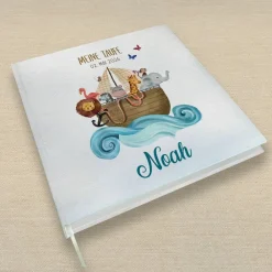 Discount personalisiertes Gästebuch zur Taufe mit Arche Noah und Tieren blanko od. mit Fragen / Fragebogen Fotoalbum & Gästebuch