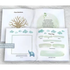Discount personalisiertes Gästebuch zur Taufe mit Arche Noah und Tieren blanko od. mit Fragen / Fragebogen Fotoalbum & Gästebuch