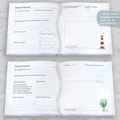 Discount personalisiertes Gästebuch zur Taufe mit Arche Noah und Tieren blanko od. mit Fragen / Fragebogen Fotoalbum & Gästebuch