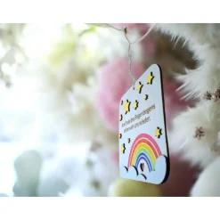 Sale Personalisiertes Holzschild Regenbogen als Erinnerung an Sternenkind – Regenbogenbaby Geschenk mit Gravur Mutmacher