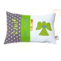 Geschenke|ChrisPatchy personalisiertes Kissen Geschenk zur Kommunion Geburt oder Taufe besticktes Namenskissen für Jungen und Mädchen versch. Farben möglich