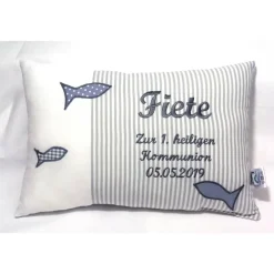 Geschenke|ChrisPatchy Personalisiertes Kissen zur Kommunion, Konfirmation, Firmung, Geburt & Taufe – Geschenk für Mädchen & Jungen mit Namen