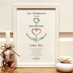 Best Personalisiertes Kommunionsgeschenk – Geldgeschenk im Bilderrahmen mit Anker & Name Geldgeschenke