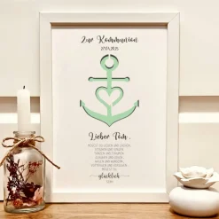 Best Personalisiertes Kommunionsgeschenk – Geldgeschenk im Bilderrahmen mit Anker & Name Geldgeschenke