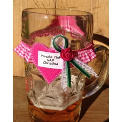 Essen & Trinken|krissimissi Personalisiertes Maßkrug-Strumpfband mit Karorüsche & Filzherz – Wiesn Krugband