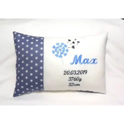 Clearance personalisiertes Namenskissen Geschenk zur Kommunion Konfirmation Geburt Taufe in grau weiß Geschenke