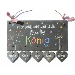 Discount Personalisiertes Schieferschild Familie – Hochzeitsgeschenk Türschild mit Namen, wetterfest & handgemalt Hochzeitsgeschenke