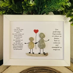 Outlet Personalisiertes Steinbild mit Trockenblumen als Geschenk zum Lehrerabschied – Unikat STB-55 Kinder Danksagungskarten