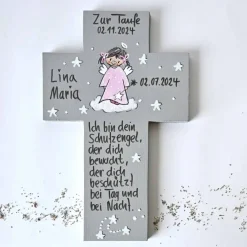 Best Personalisiertes Taufkreuz Mädchen – Handbemaltes Schutzengelkreuz als Geschenk zur Taufe & Geburt Geschenke
