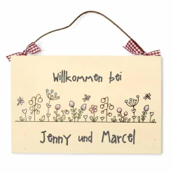 New Personalisiertes Türschild aus Holz – Geschenk zum Einzug, Hochzeit & Geburtstag – Handgemachtes Haustürschild mit Name, individuelles Familienschild handgemalt Hochzeitsdeko
