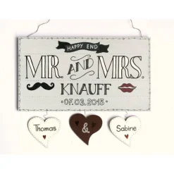 Gastgeschenke|DeinUnikat Personalisiertes Türschild aus Holz – Mr. & Mrs. mit Namen & Datum – Einzigartiges Hochzeitsgeschenk
