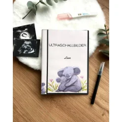 Fotoalbum & Gästebuch|Familie Glück Personalisiertes Ultraschallbilder Album – Einsteckalbum zur sicheren Aufbewahrung und Geschenkidee