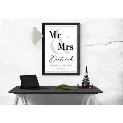 Discount Poster MR & MRS mit Namen, Datum, und Ort | Personalisiert | Hochzeitsgeschenk | Geschenk Brautpaar | Sie Ihn | Hochzeit Hochzeitsgeschenke