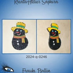 Weihnachtsdeko|KreativAtelier Saphira ►2024-q-0246◄ Dunkler Schneemann mit gelbem Hut
