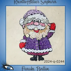 Weihnachtsdeko|KreativAtelier Saphira ►2024-q-0244◄ kleines Weihnachtsmännlein mit Violetter Mütze 2