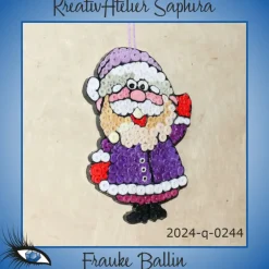 Weihnachtsdeko|KreativAtelier Saphira ►2024-q-0244◄ kleines Weihnachtsmännlein mit Violetter Mütze 2