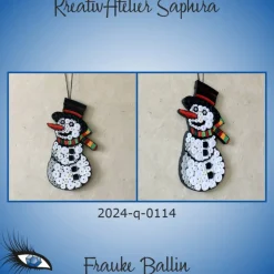 Weihnachtsdeko|KreativAtelier Saphira ►2024-q-0114◄ Schneemann mit schwarzem Hut und buntem Schal