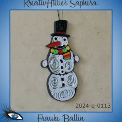 Weihnachtsdeko|KreativAtelier Saphira ►2024-q-0113◄ Schneemann mit schwarzem Hut und buntem Schal