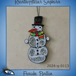Weihnachtsdeko|KreativAtelier Saphira ►2024-q-0113◄ Schneemann mit schwarzem Hut und buntem Schal