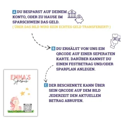 QR-Code Sparbuch Einhorn | Märchenhaftes Geldgeschenk für Mädchen | DIY Last-Minute Download | PNG zum Ausdrucken Geldgeschenke