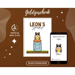 Best QR-Code Sparbuch Hamster | Geldgeschenk zum Ausdrucken | Last Minute DIY Geschenk | Digitaler Download PNG Geldgeschenke