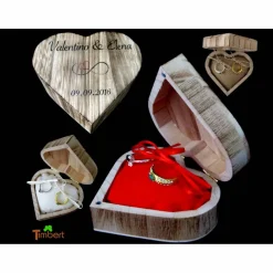 Best RINGBOX aus HOLZ HERZ Ringkissen personalisiert Vintage Hochzeit Rustikale Deko Ringschachtel Eheringe Ringkästchen Ringschatulle Aufdruck Ringkissen