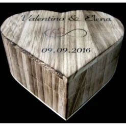 Best RINGBOX aus HOLZ HERZ Ringkissen personalisiert Vintage Hochzeit Rustikale Deko Ringschachtel Eheringe Ringkästchen Ringschatulle Aufdruck Ringkissen