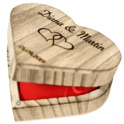 Hot RINGBOX aus HOLZ Herz Vintage Ringkissen mit GRAVUR Rustikale Hochzeit Ringschachtel für Eheringe Ringkästchen Ringschatulle Personalisiert Ringkissen