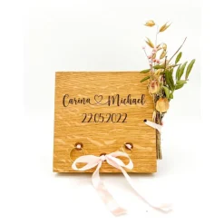 Online Ringbrett Ringkissen zur Hochzeit aus hochwertigem Eichenholz mit Wunschgravur Ringkissen