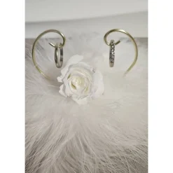 Best Ringhalterer Hochzeit weiß Federn Infinityrose Ringkissen