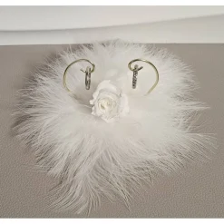 Best Ringhalterer Hochzeit weiß Federn Infinityrose Ringkissen